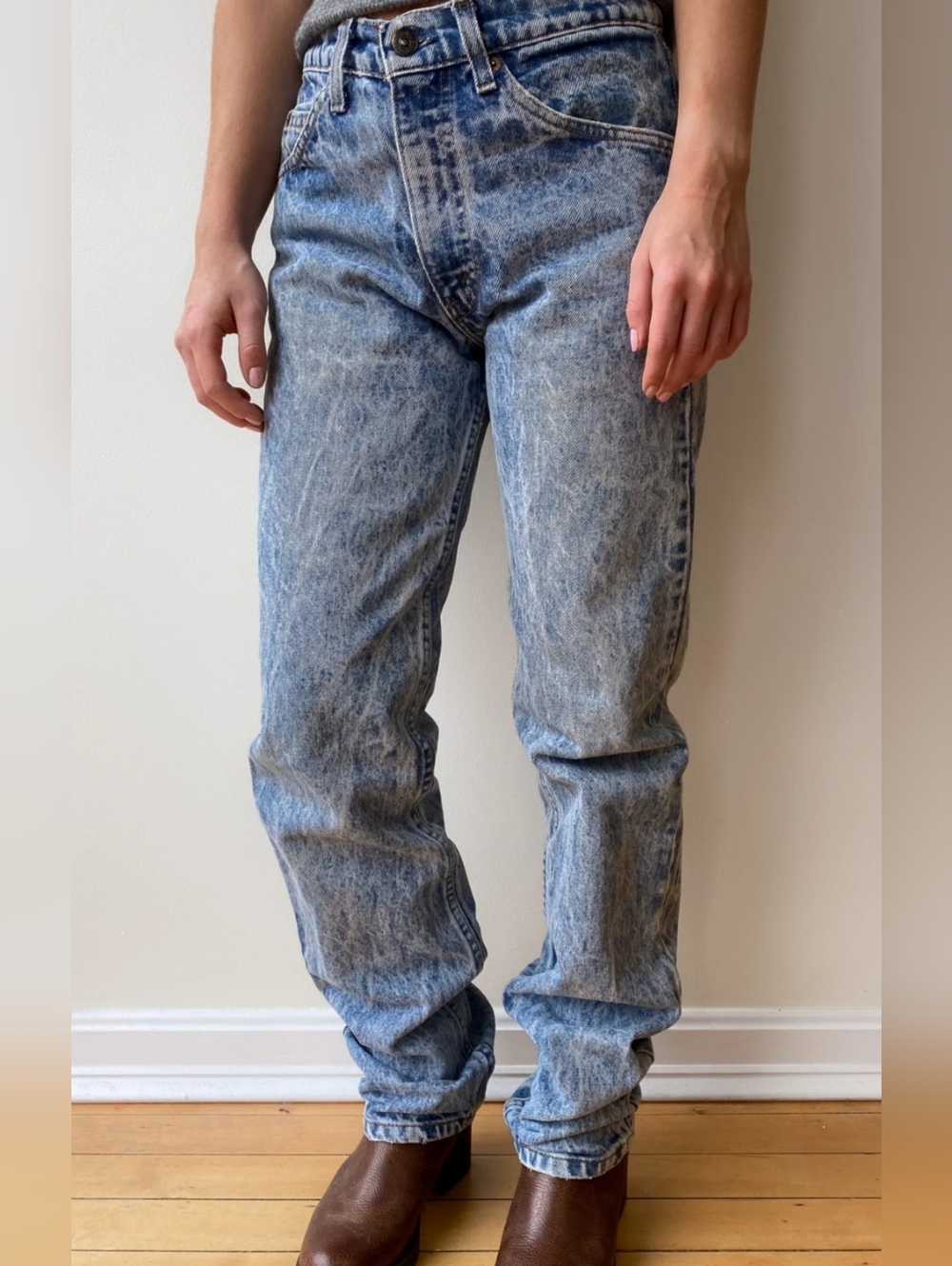 Levi’s 505 Regular Fit Straight Leg Jeans Men’s 40x30 Acid Wash Denim GUC